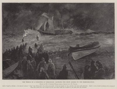 The Wreck of a Schooner at Gorleston, bringing the Crew Ashore by the Breeches-Buoy by Henry Charles Seppings Wright